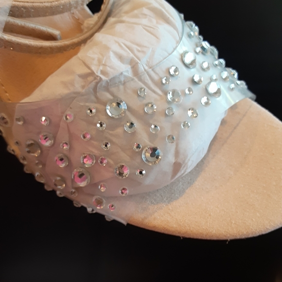 CLEAR JEWELED HEELED SANDALS SHOES SANDAL HIGH HEELS - Picture 7 of 15
